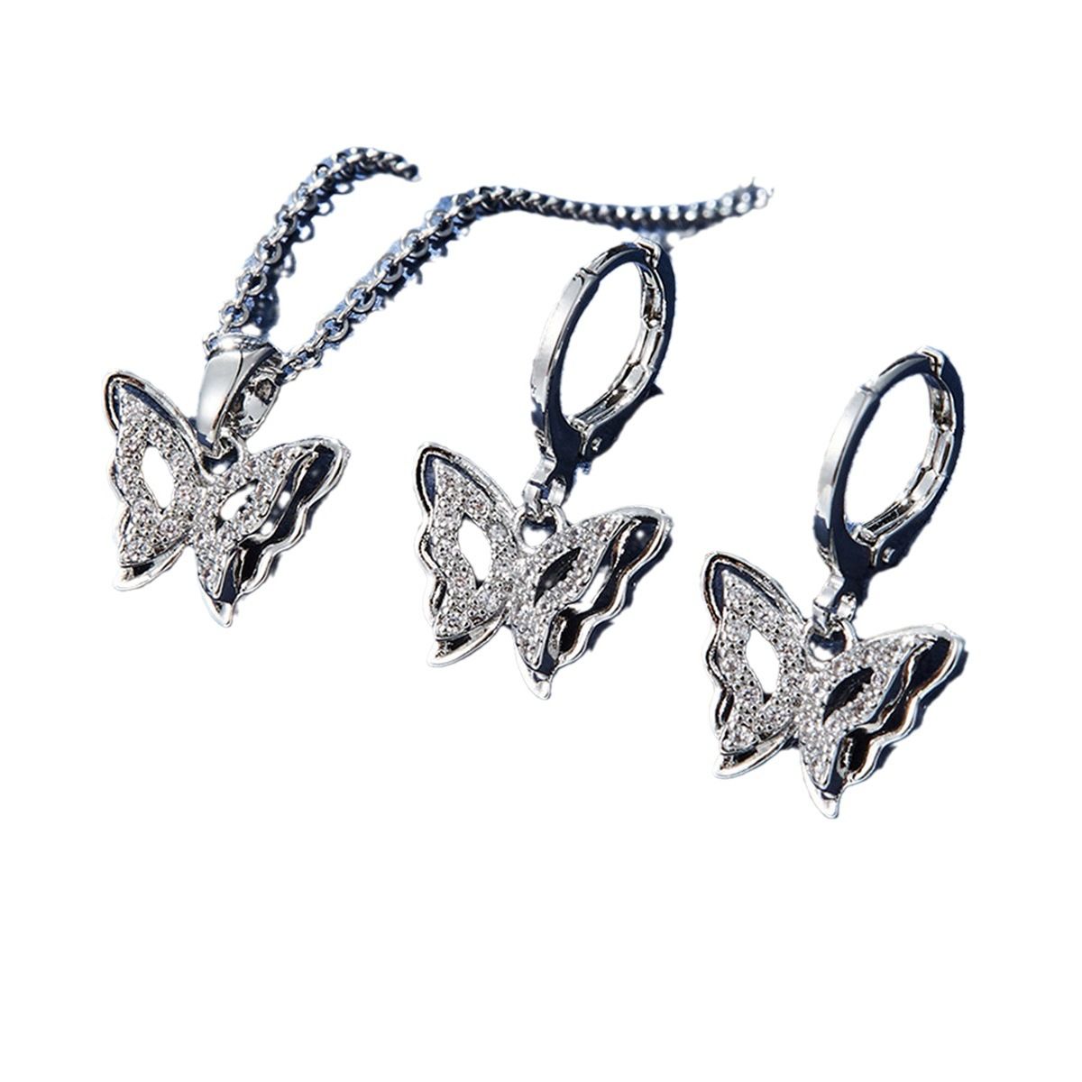 Butterfly pendant earrings