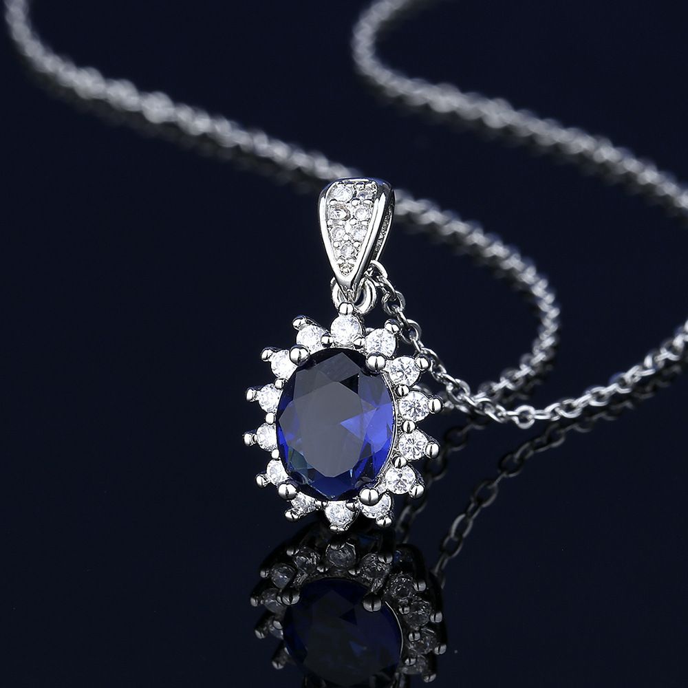Ocean Heart Sapphire Ring Necklace Earnail Set