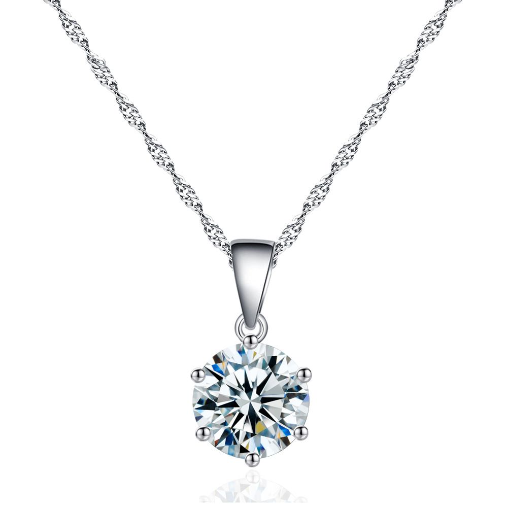 Six Claw Round Zircon Earnail Pendant Necklace Set
