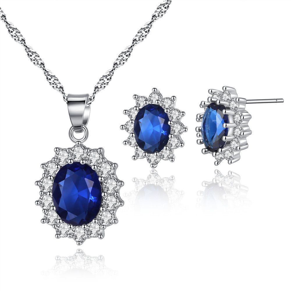 Micro inlaid zircon earring necklace set