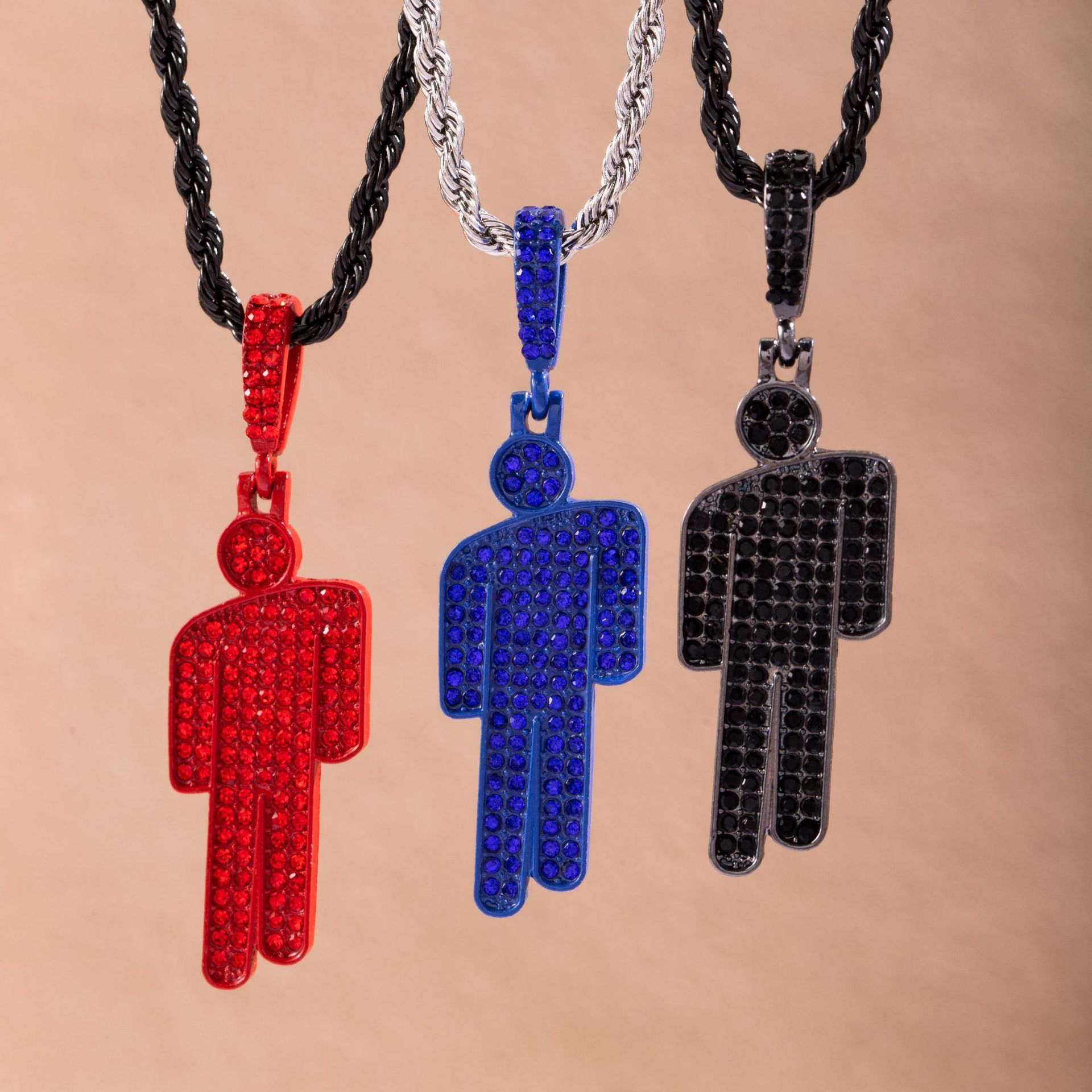 Open leg crooked head little person zircon pendant