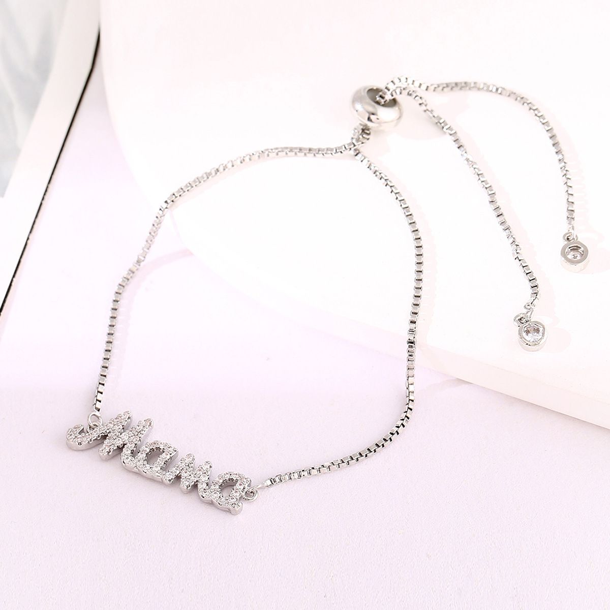 Copper inlaid zirconium letter pendant bracelet