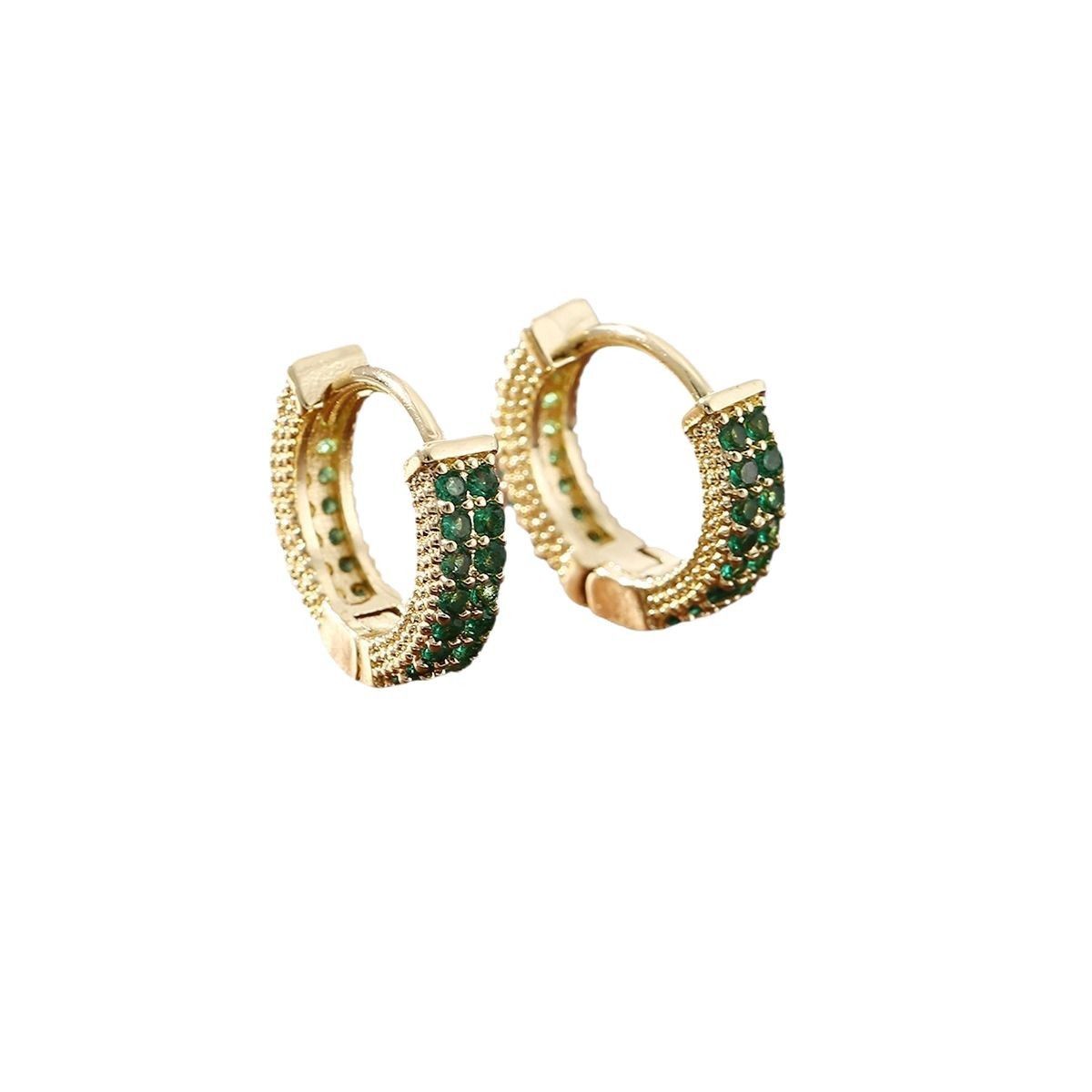 Luxurious temperament copper inlaid color zirconium round ear buckle