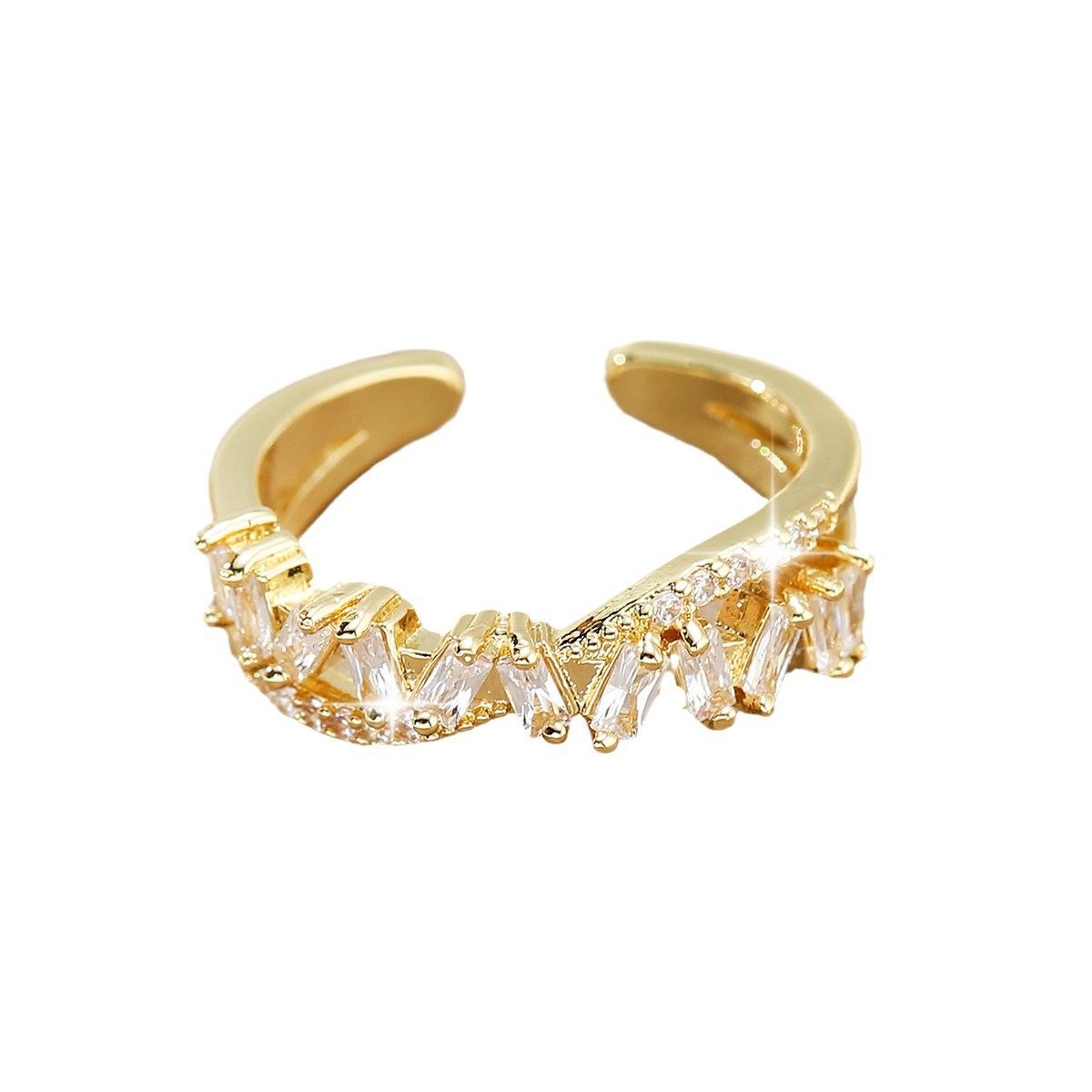 Copper inlaid zirconium open index finger ring