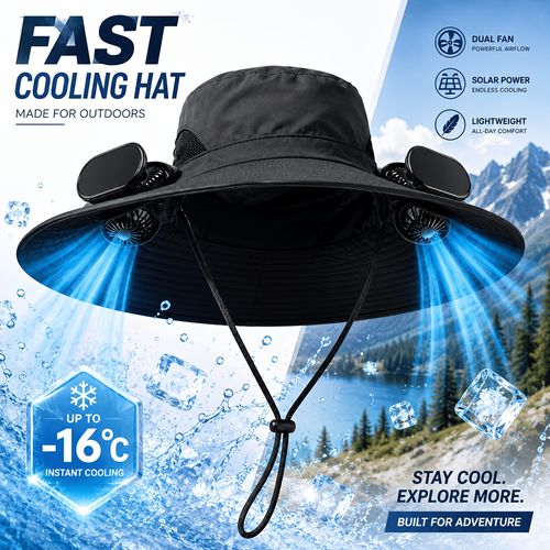 Solar-Powered Double-Fan Wide-Brim Sun Hat