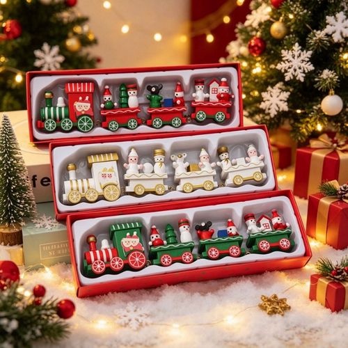 New Christmas-Themed Wooden Toy Train