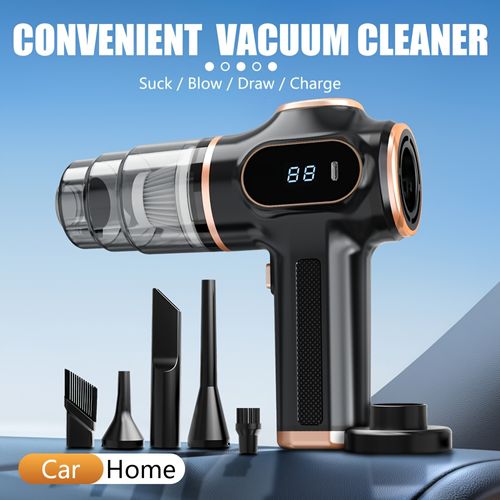 4-in-1 Cordless Car Vacuum Cleaner – 8000Pa High Suction, Mini Handheld Vacuum with Blow & Air Pump Function, Rechargeable LED Display for Car & Home