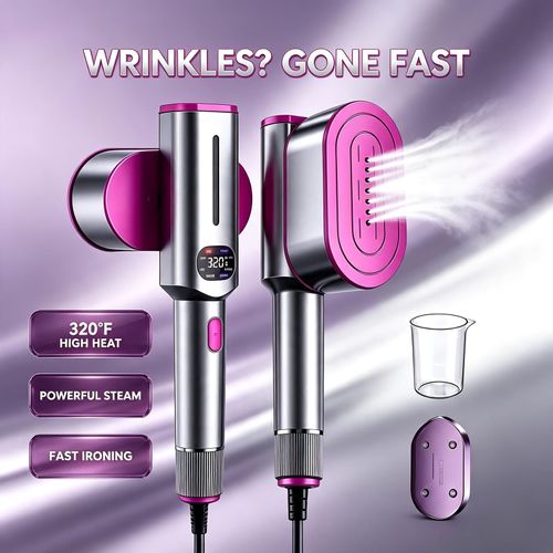 2-in-1 Portable Garment Steamer — 1200W Handheld Steam Iron with 90° Rotatable Ceramic Head
