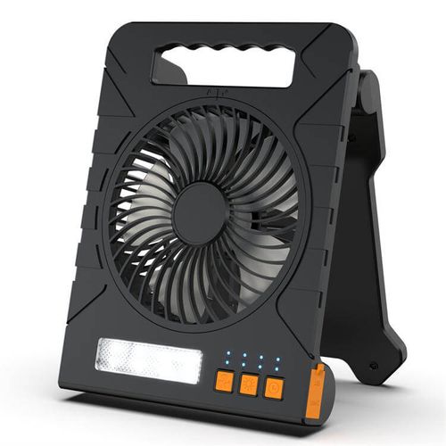 Solar-Powered Fan, Portable Power Bank (4000 mAh), LED Light