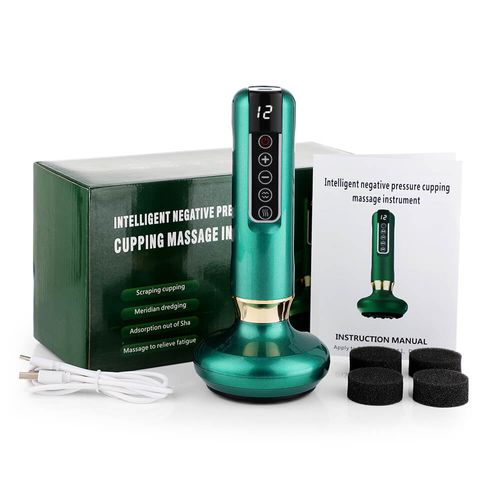 3-in-1 Rechargeable Massage Tool: Cupping, Gua Sha, 12-Speed LED Display