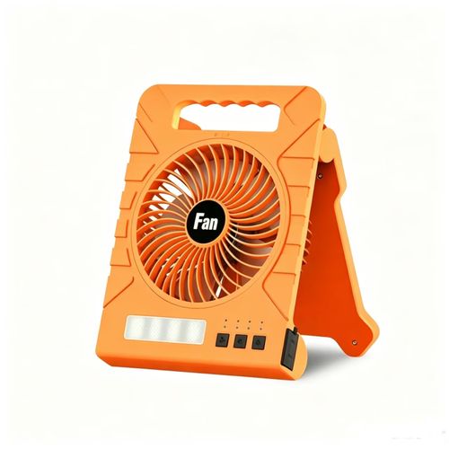 Solar-Powered Fan, Portable Power Bank (4000 mAh), LED Light