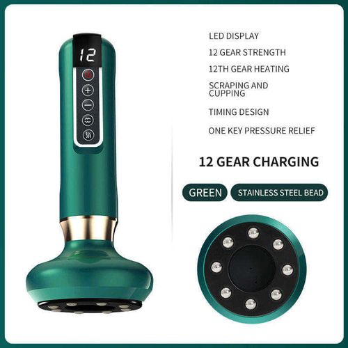 3-in-1 Rechargeable Massage Tool: Cupping, Gua Sha, 12-Speed LED Display