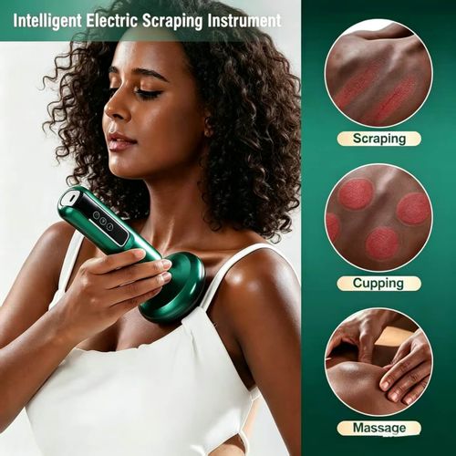 3-in-1 Rechargeable Massage Tool: Cupping, Gua Sha, 12-Speed LED Display