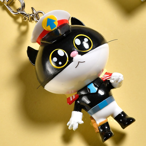 Cartoon Black Cat Sheriff Keychain Bag Pendant Mr Black ATBC-PVC Key Ring Gift