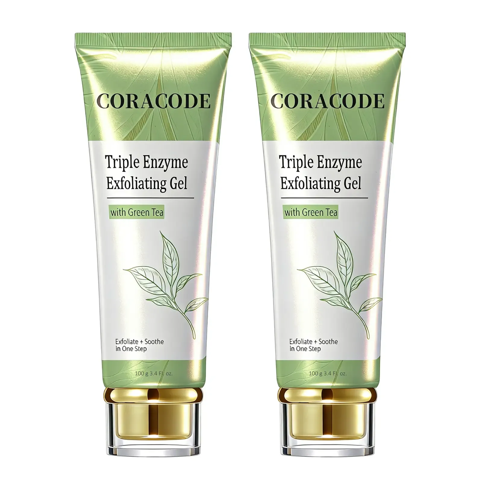 Triple Enzyme Exfoliating Gel Tube - Green Tea Aqua Peel, Gentle Face Scrub with Fruit Enzymes, AHA, BHA & Hyaluronic Acid, Hydrating Acne Care, Anti-Wrinkle, Clogged Pores Solution, 100ml for Adults (Exfoliate for Soft Skin Routine)