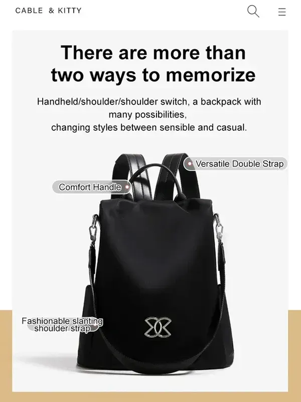 Mochila leve em tecido oxford anti-furto, multiuso e de grande capacidade.