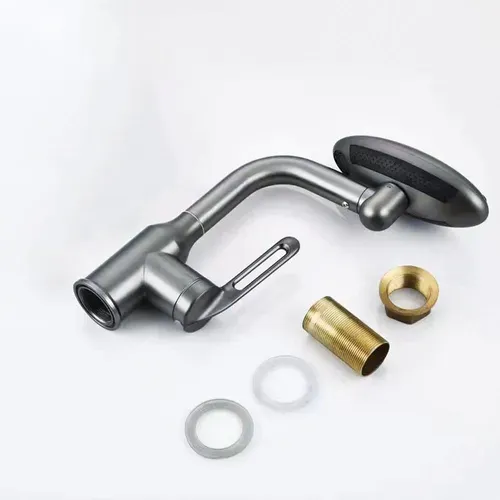 Hot sale matte gray bathroom faucet rain waterfall basin faucet deck hidden hot and cold mixer sink faucet 833 sales