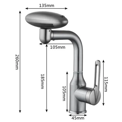 Hot sale matte gray bathroom faucet rain waterfall basin faucet deck hidden hot and cold mixer sink faucet 833 sales
