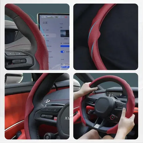 Anti-Slip Universal 38cm Multicolor 5D Nappa Leather Steering Wheel Protector 436 sales