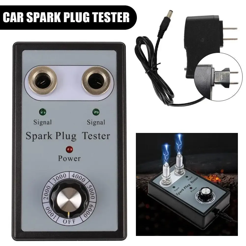 🔥 Dual Hole Automotive Spark Plug Tester Ignition Plug Analyser Diagnostic Tester 12V⭐