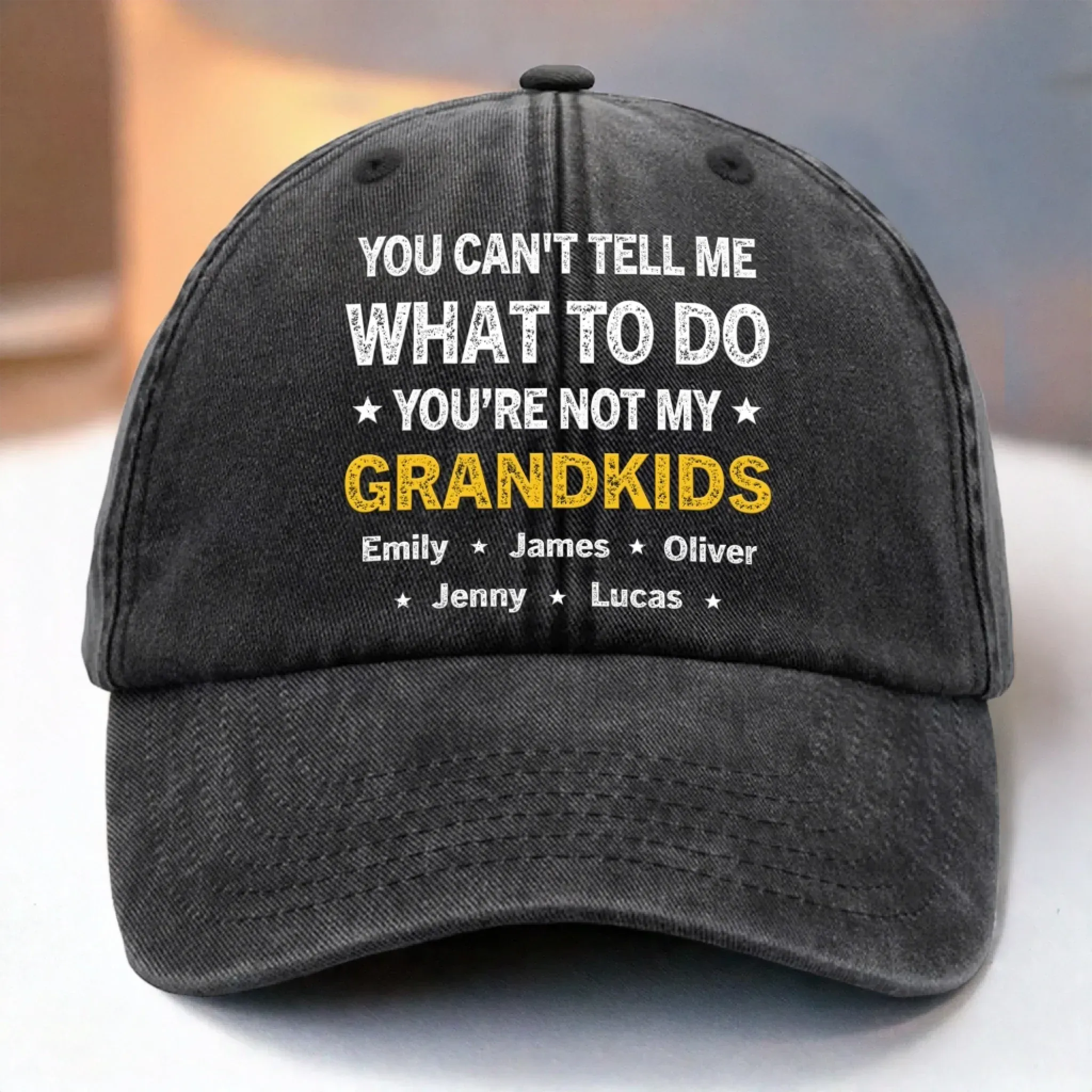 Personalized-Custom Vintage Washed Denim Baseball Cap - Personalized Birthday Gifts For Dad, Grandpa - Our Days Glow With You