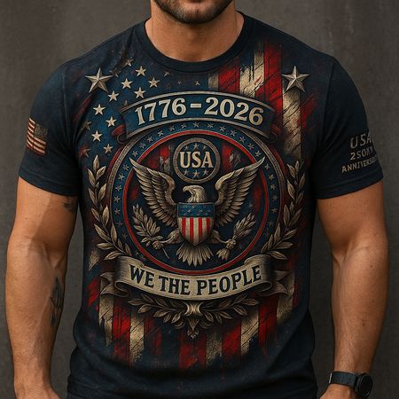 Happy Birthday America 250th Anniversary Art Print Casual T-Shirt