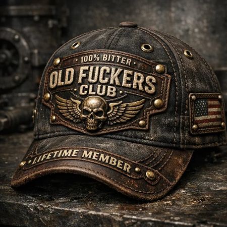 Men's 100% Bitter Old Guys Club Lifetime Member Vintage Print Casual Hat