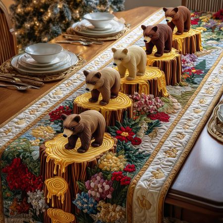 Wood Bears Quilted Table Runner GFTOQM801