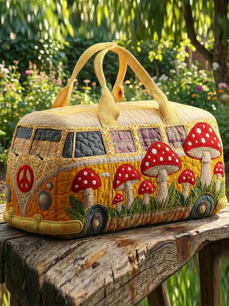 Hippie Van  Quilted Duffle Bag