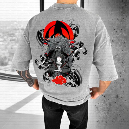 Unisex Anime Inspired Vintage Washed T-Shirt