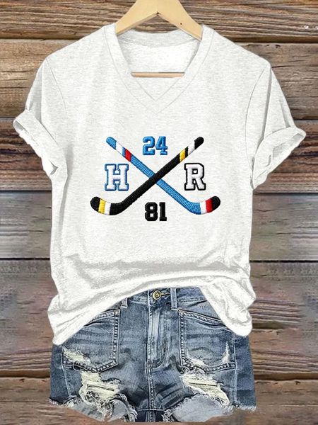 Women's Hockey Romance Print T-Shirt