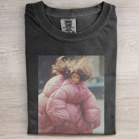 PINK THICK COAT AND BARBIECORE TEE