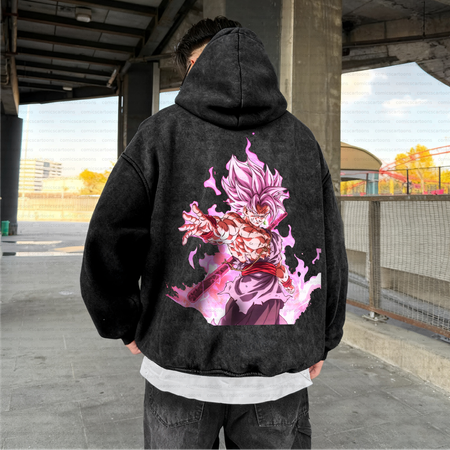 Unisex Anime Graphic Water wash Streetwear Vintage Hoodie