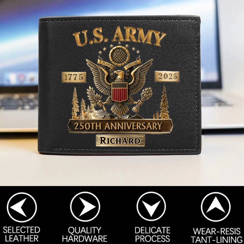 250th Anniversary Veteran Wallet (Rfid Blocking) – Personalized with Your Name & Military Branch