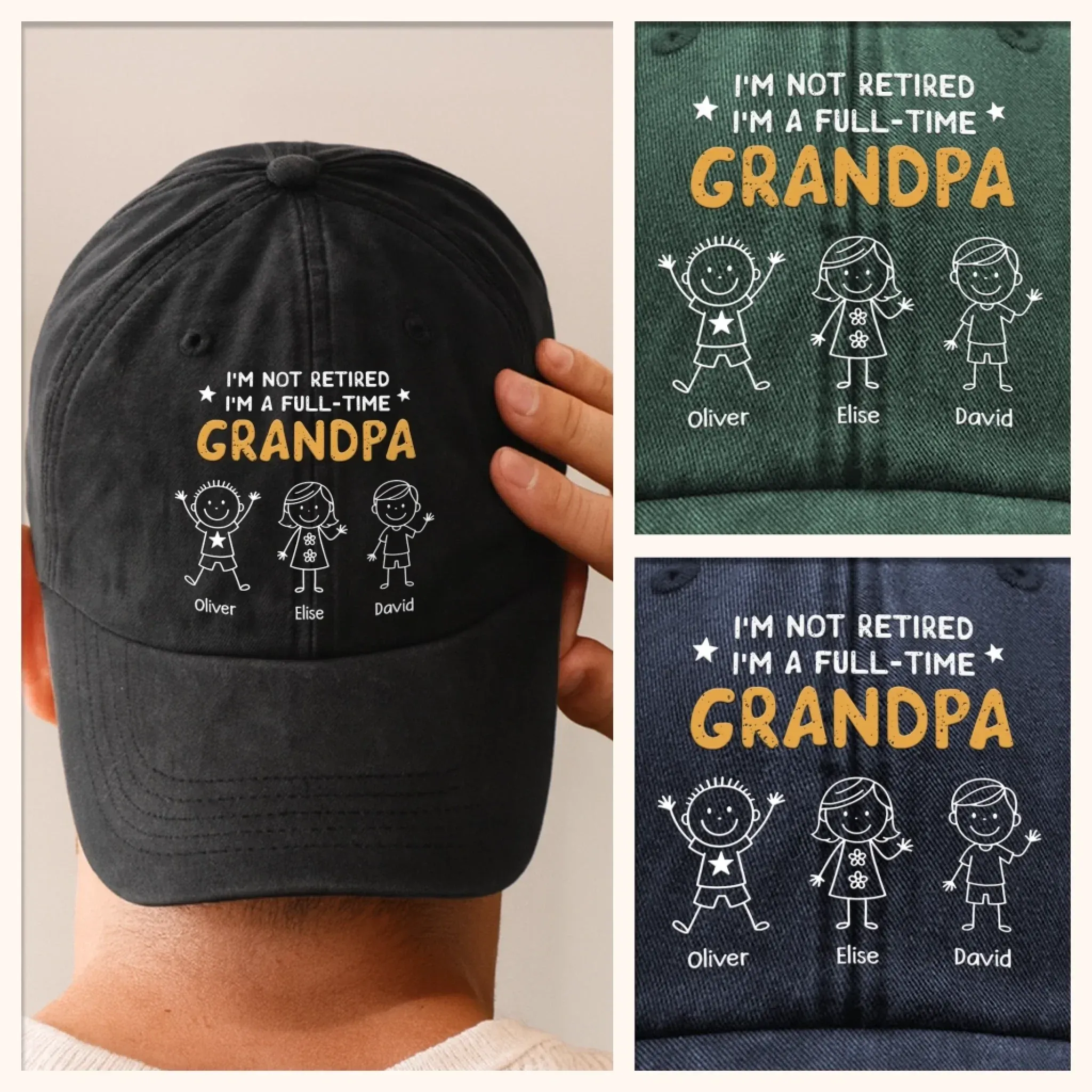 Custom Vintage Washed Denim Baseball Cap - Personalized Birthday Gifts For Dad, Grandpa - Your Love Leads Our Journey