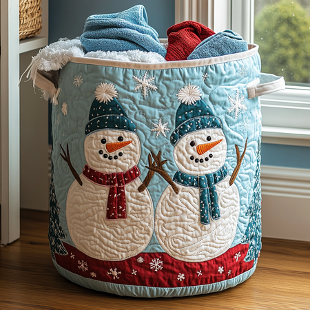 Snowman Wonder Quilted Laundry Basket NCU0DDK1070