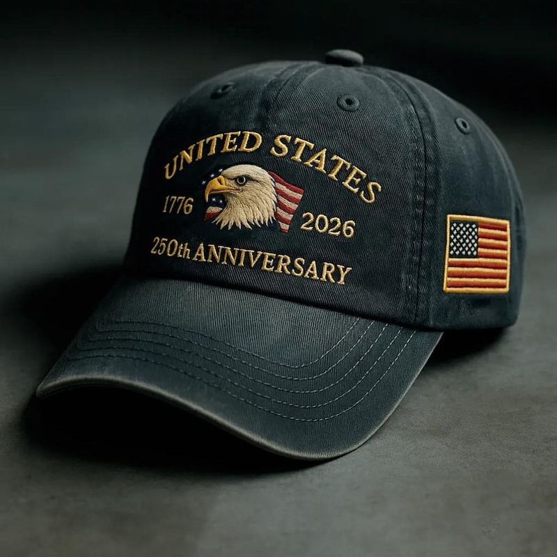 250th Anniversary Embroidered Trucker Hat: U.S. Tribute Retro Cap