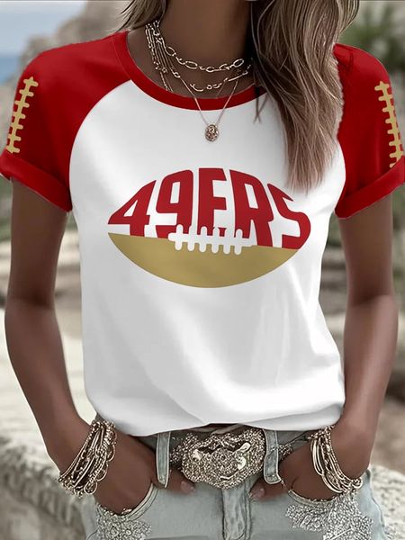 Women's Football Print Casual T-Shirt