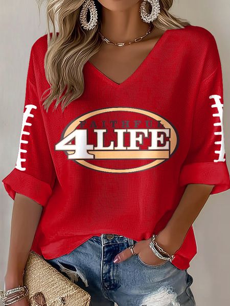 Women's Football Print Waffle T-shirt