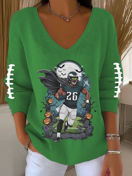 Women's Team V-Neck Print Top