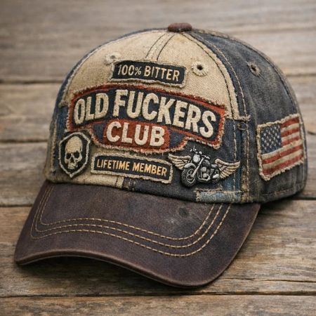 Men's 100% Bitter Old Guys Club Lifetime Member Vintage Print Casual Hat