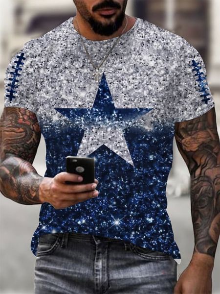 Men's Football Print Round Neck T-shirt