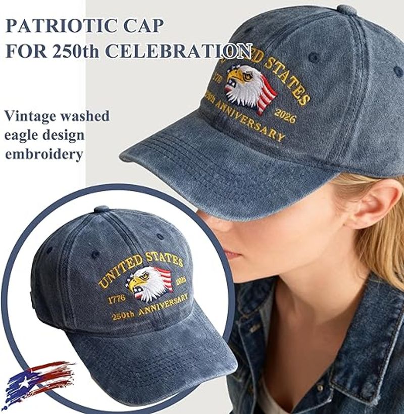 Eagle   Usa 250th Anniversary Hat Adjustable United States Patriotic Cap For 250th Celebrationvintage Washed Baseball Cap