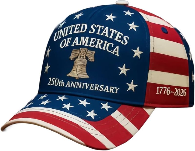 USA 250th Anniversary Hat, Adjustable 250th Anniversary Printed Patriotic Baseball Caps, Tribute Retro Washed Hat