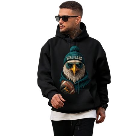 Casual cotton pullover with drawstring hood and zipper closure