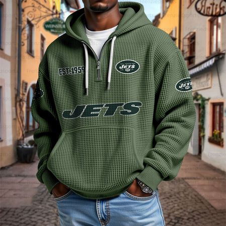 Unisex &amp;amp;amp;amp;quot;New York Jets&amp;amp;amp;amp;quot; Graphic Streetwear Vintage  Waffle Fabric hoodie