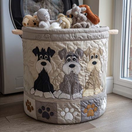 Cartoon Schnauzer Quilted Laundry Basket NCU0NNT1686