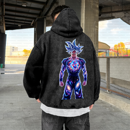 Unisex Anime Graphic Water wash Streetwear Vintage Hoodie