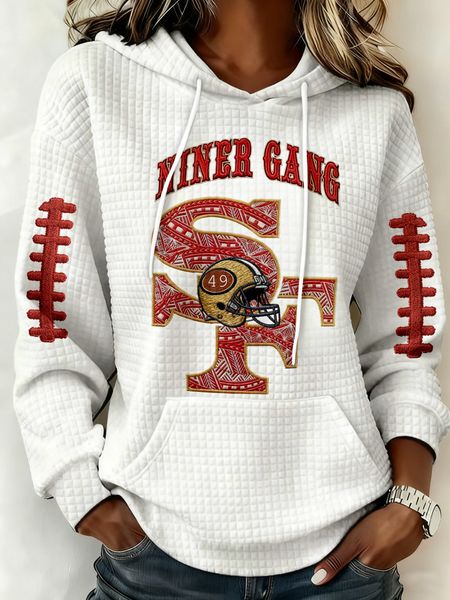 Women's college football team hooded sweatshirt with print