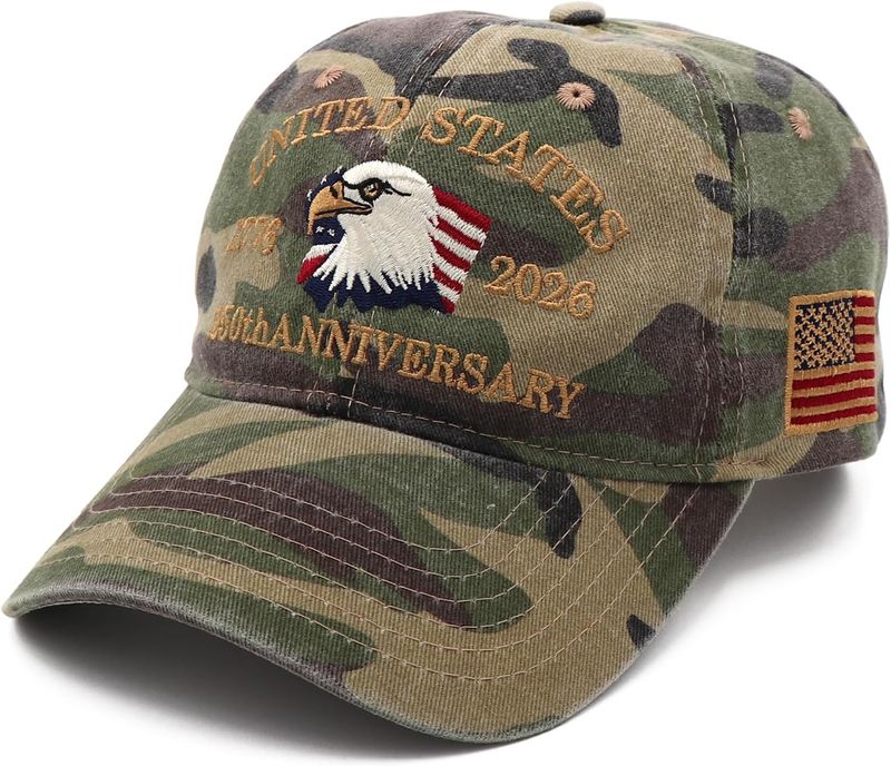 250 Anniversary USA Hat Adjustable America 250th Anniversary Hat 1776-2026 Embroidery Baseball Cap